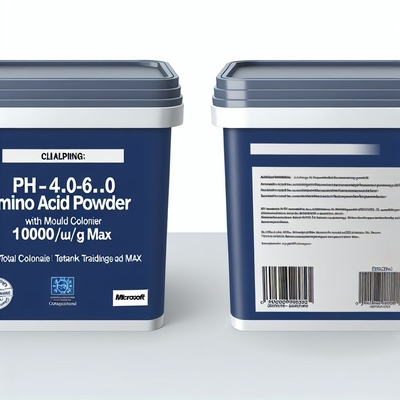 pH 4.0-6.0 아미노산 분말, 곰팡이 25CFU/g 이하, 총 세균수 1000CFU/g 이하