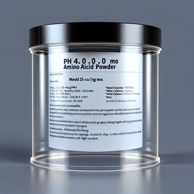 pH 4.0-6.0 아미노산 분말, 곰팡이 25CFU/g 이하, 총 세균수 1000CFU/g 이하